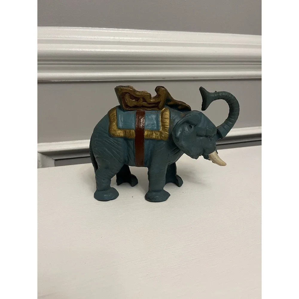 Vintage Repro Cast Iron Circus Elephant Mechanical Coin Bank Acme Japan Works
